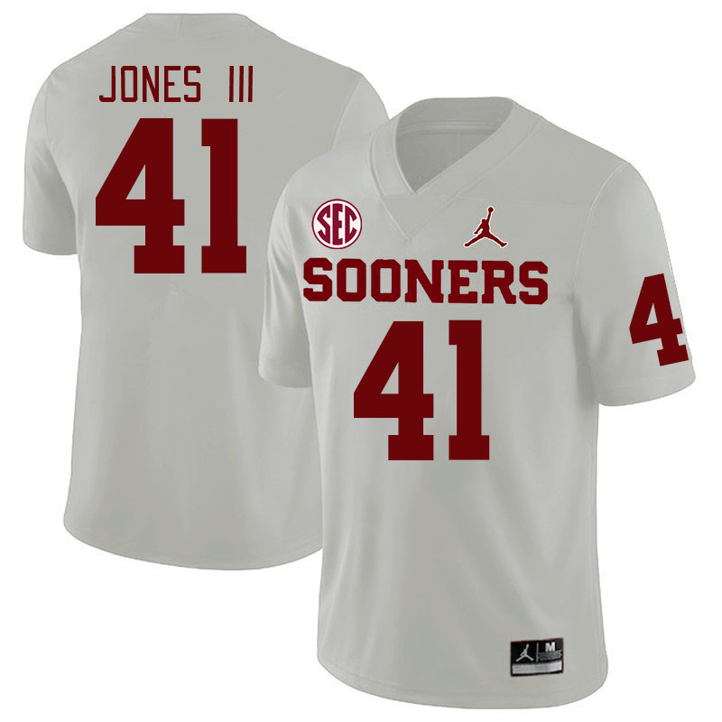 #41 Emmett Jones III Oklahoma Sooners 2024 SEC Conference College Football Jerseys-White